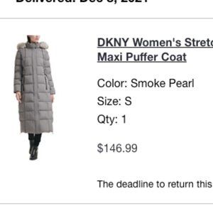 100%New DKNY Women's Stretch Faux-Fur-Trim Hooded Maxi Puffer Coat